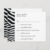 Black Zebra Print Response/Menu Card RSVP Kaartje (Voorkant / Achterkant)