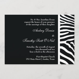 Black Zebra Print Wedding Uitnodiging
