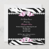 Black Zebra Roze Bow Princess Baby shower 3 Kaart (Achterkant)