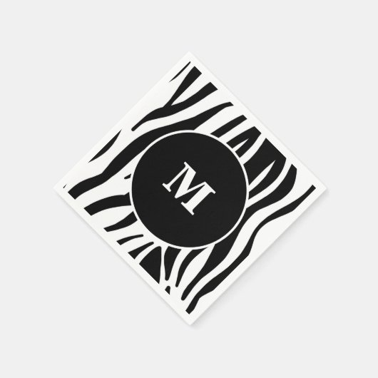 Black Zebra Stripe Custom Monogram Paper Napkins Servet (Hoek)