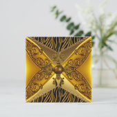 Black Zebra Stripe Floral Gold Jewel 50e verjaarda Kaart (Staand voorkant)