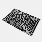Black Zebra Stripes Animal Print Silver Luxury Deurmat (Schuin)