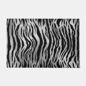 Black Zebra Stripes Animal Print Silver Luxury Deurmat (Voorkant)