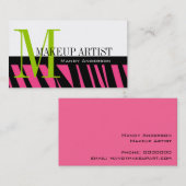 Black Zebra Stripes Bold Makeup Artist Visitekaartje (Voorkant / Achterkant)