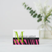 Black Zebra Stripes Bold Makeup Artist Visitekaartje (Staand voorkant)