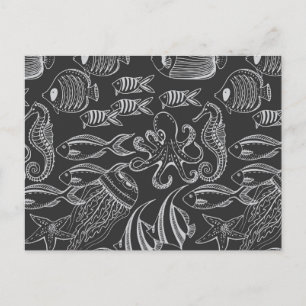 Black Zee Pattern Briefkaart