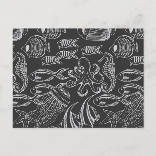 Black Zee Pattern Briefkaart (Voorkant)