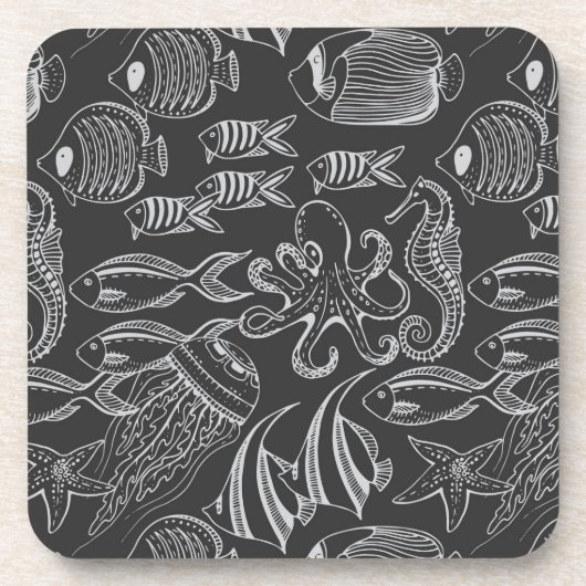 Black Zee Pattern Drankjes Onderzetter (Voorkant)