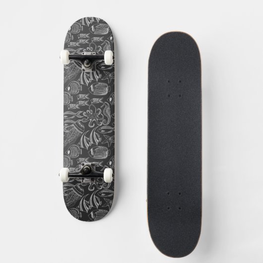 Black Zee Pattern Skateboard (Voorkant)
