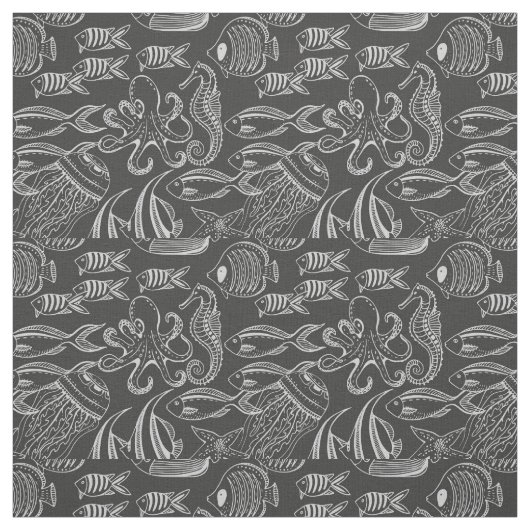 Black Zee Pattern Stof (Swatch)
