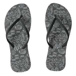 Black Zee Pattern Teenslippers