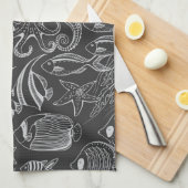 Black Zee Pattern Theedoek (Quarter Fold)