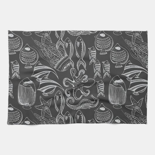 Black Zee Pattern Theedoek (Horizontaal)