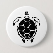 Black Zee Tortoise Shell Ronde Button 7,6 Cm (Voorkant)