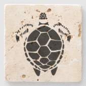 Black Zee Tortoise Shell Stenen Onderzetter (Voorkant)