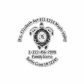 Black Zee Turtle Family Home Address Contour Sticker (Voorkant)