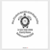 Black Zee Turtle Family Home Address Contour Sticker (Vel)