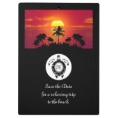 Black Zee Turtle Silhouette Diamond Monogram Klembord (Achterkant)