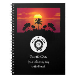 Black Zee Turtle Silhouette Diamond Monogram Notitieboek