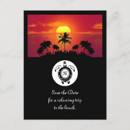 Black Zee Turtle Silhouette Diamond Monogram Uitnodiging Briefkaart