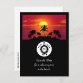 Black Zee Turtle Silhouette Diamond Monogram Uitnodiging Briefkaart (Voorkant / Achterkant)