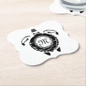 Black Zee Turtle Silhouette Gepersonaliseerd Monog Kartonnen Onderzetters (Gekanteld)