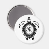 Black Zee Turtle Silhouette Gepersonaliseerd Monog Magneet (Voorkant / Achterkant)
