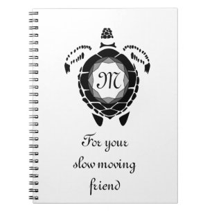 Black Zee Turtle Silhouette Gepersonaliseerd Monog Notitieboek