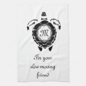 Black Zee Turtle Silhouette Gepersonaliseerd Monog Theedoek (Verticaal)