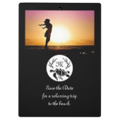 Black Zee Turtle Silhouette Monogram Foto Klembord (Achterkant)