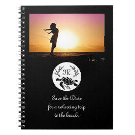 Black Zee Turtle Silhouette Monogram Foto Notitieboek