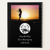 Black Zee Turtle Silhouette Monogram Foto Planner (Achterkant)