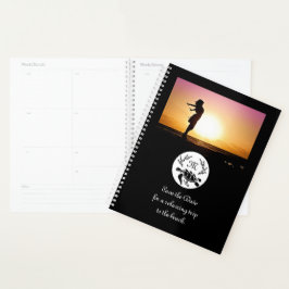 Black Zee Turtle Silhouette Monogram Foto Planner