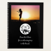 Black Zee Turtle Silhouette Monogram Foto Planner (Voorkant)