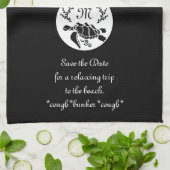 Black Zee Turtle Silhouette Monogram Foto Theedoek (Gevouwen)