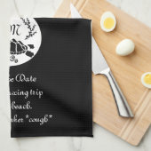 Black Zee Turtle Silhouette Monogram Foto Theedoek (Quarter Fold)