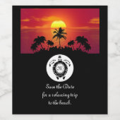 Black Zee Turtle Silhouette Monogram Foto Wijn Etiket (Enkel label)