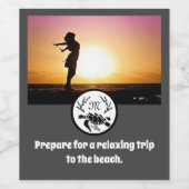 Black Zee Turtle Silhouette Monogram Foto Wijn Etiket (Enkel label)