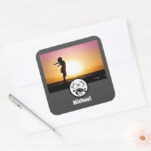 Black Zee Turtle Silhouette Photo Monogram Vierkante Sticker (Envelop)