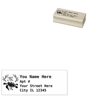 Black Zee Turtle Silhouette Side Return Address Rubberstempel