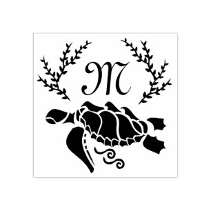 Black Zee Turtle Silhouette Side Uitzicht Rubberstempel