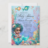 Black Zeemeermin Baby Shower Kaart (Voorkant)