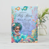 Black Zeemeermin Baby Shower Kaart (Staand voorkant)