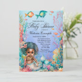 Black Zeemeermin Baby Shower Kaart (Staand voorkant)