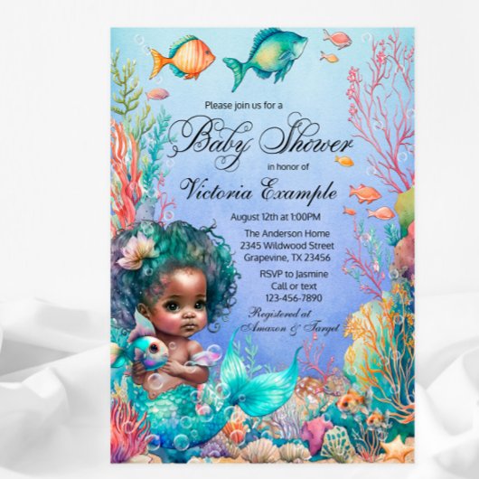 Black Zeemeermin Baby Shower Kaart