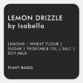 Black | Zelfgemaakte cake Product ingrediënt label (Voorkant)