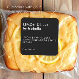 Black | Zelfgemaakte cake Product ingrediënt label