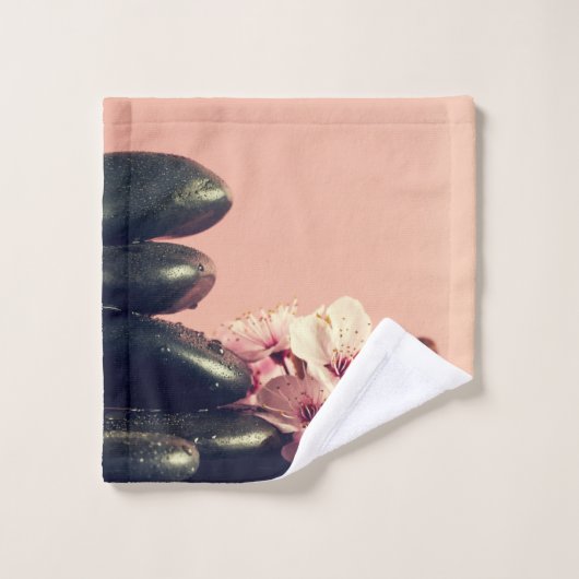 Black Zen Stones Flowers Bad Handdoek (Wasdoekje)