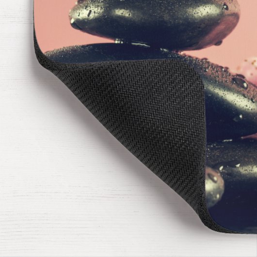 Black Zen Stones Flowers Muismat (Hoek)