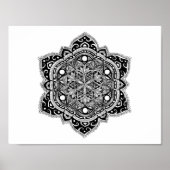 Black Zendala Flower of Life Poster (Voorkant)